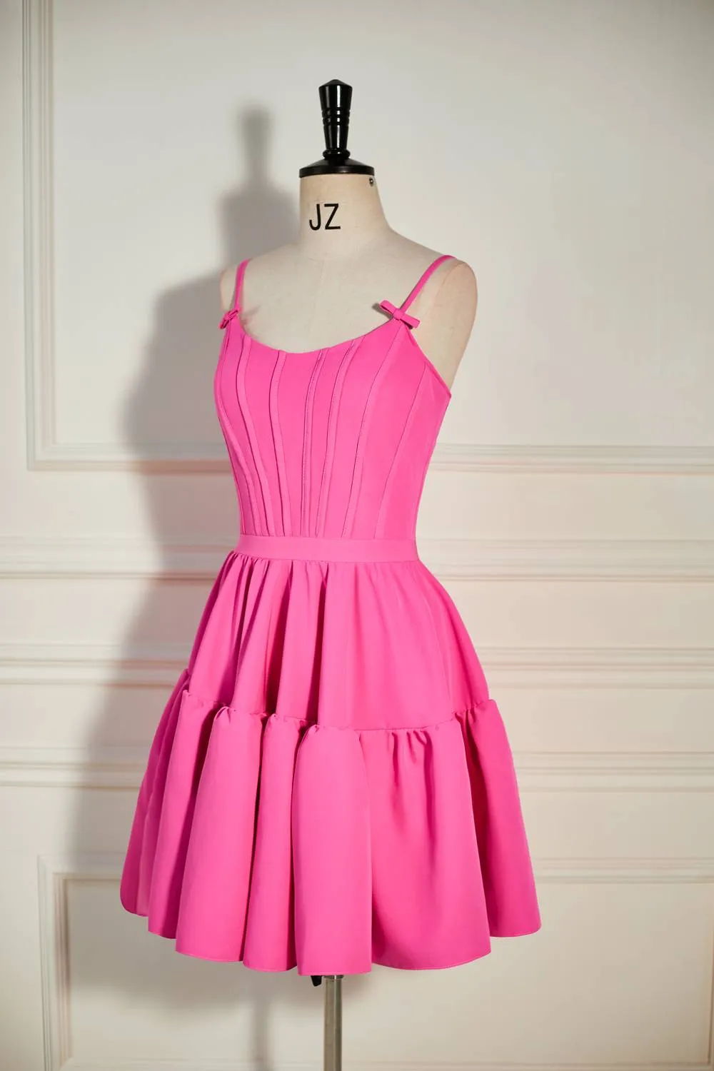 A Line Spaghetti Straps Short Mini Tiered Cocktail Homecoming Dress Sexy