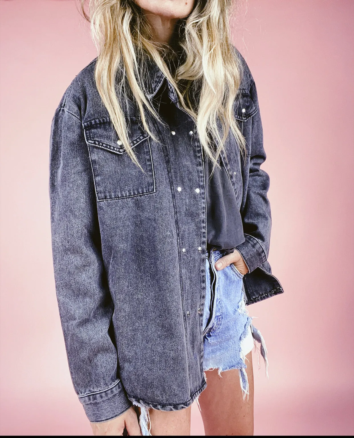 Aubrey Black Denim Shirt