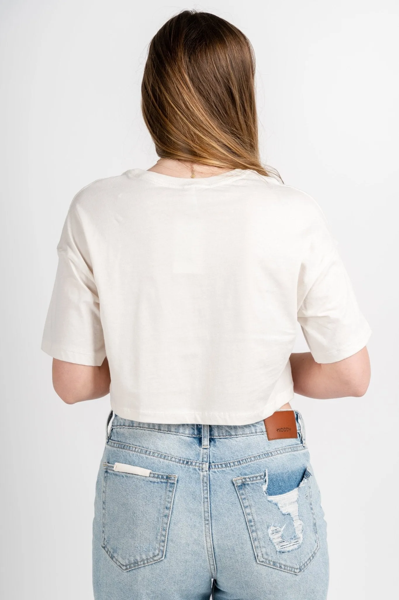 Because anxiety crop t-shirt  white
