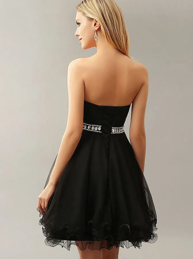 Black Homecoming Dresses,Tulle Homecoming Dress,Short Homecoming Dress,HC00044