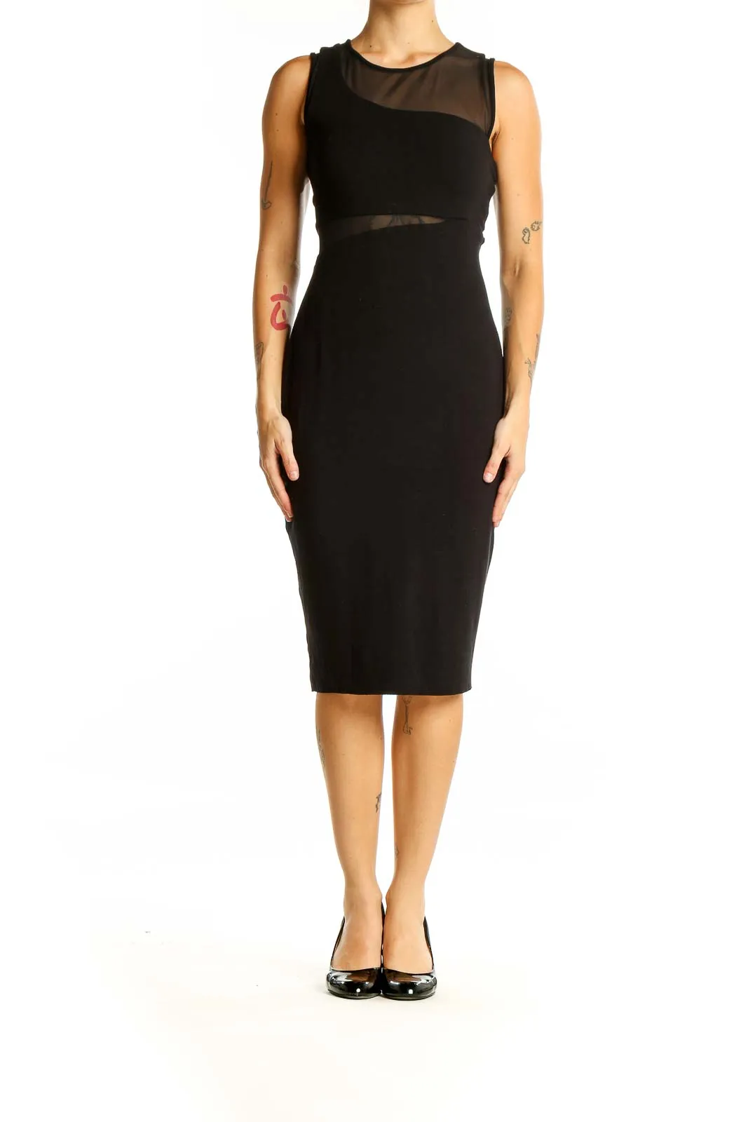 Black Sleeveless Bodycon Midi Dress