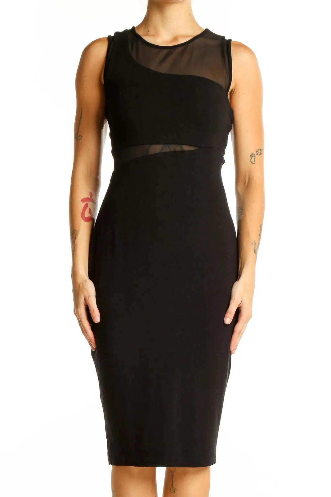Black Sleeveless Bodycon Midi Dress
