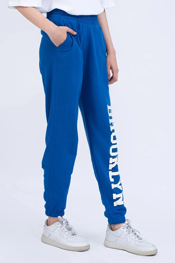 Blue Script Jogger Pants
