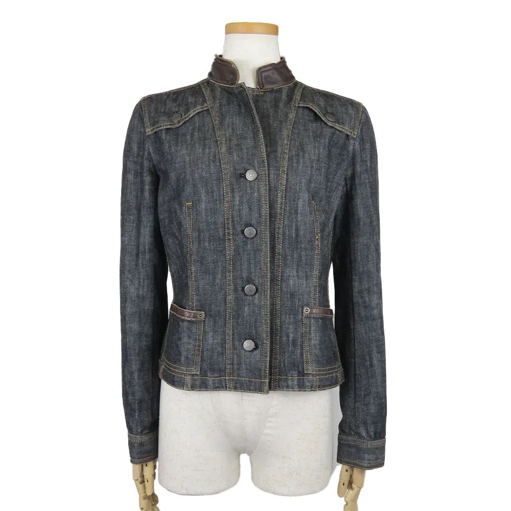 Burberry Denim Leather Jacket Black 38