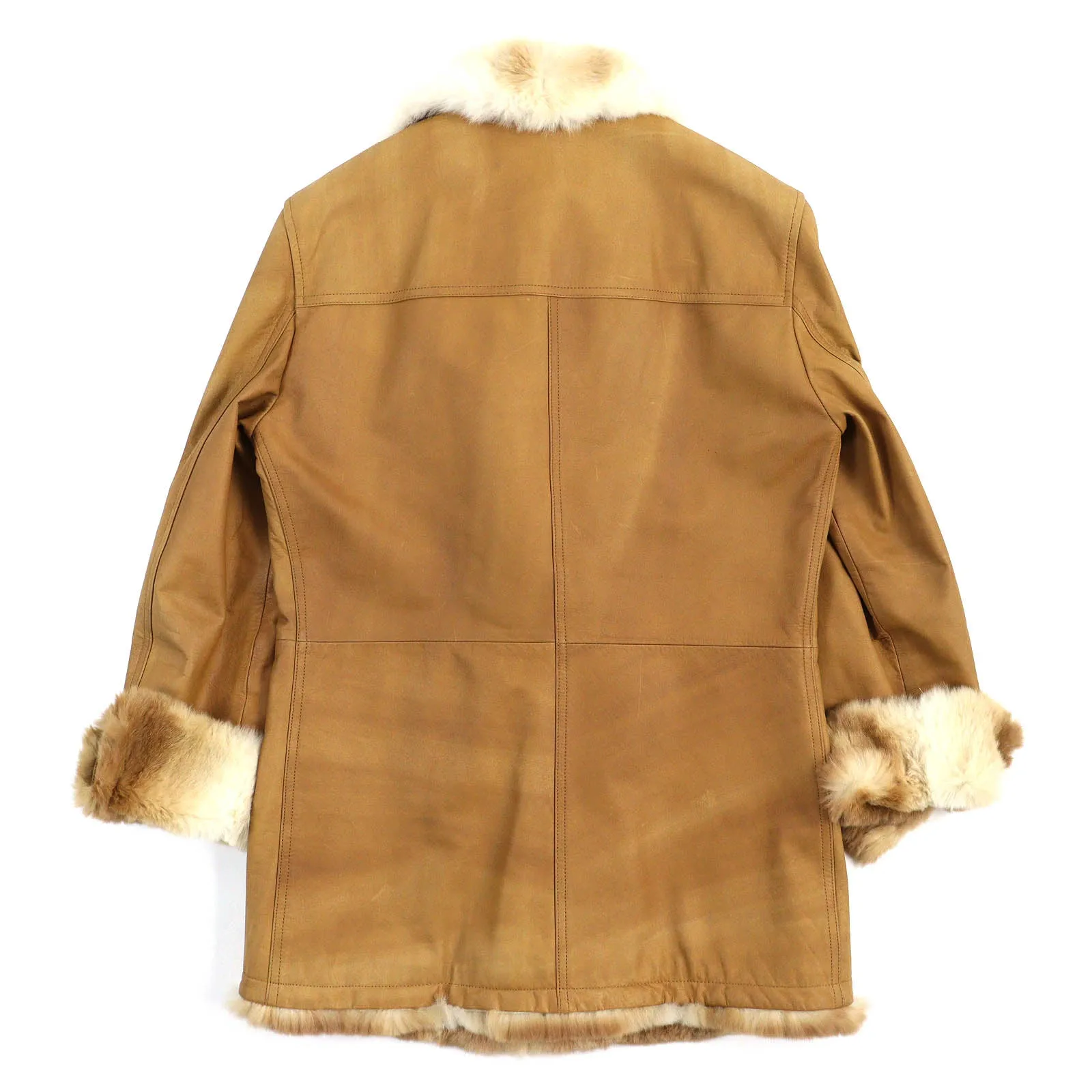 Burberry Leather Jacket with Rabbit Fur Trim Camel M