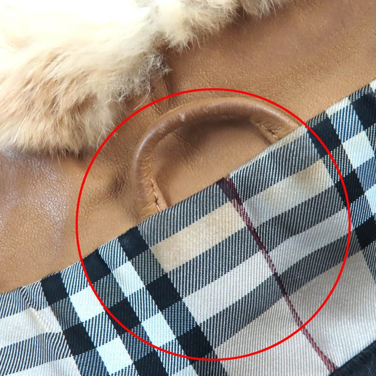 Burberry Leather Jacket with Rabbit Fur Trim Camel M