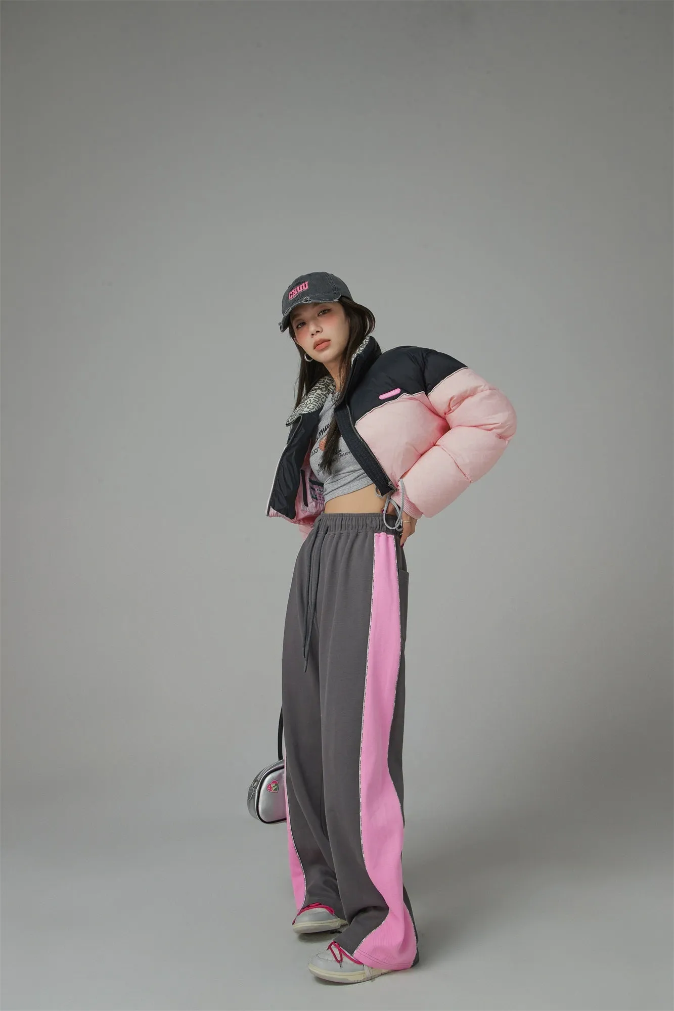 Color Bands Wide Jogger Pants