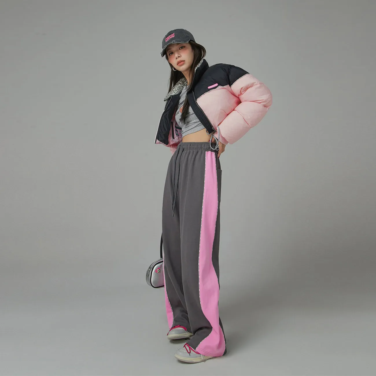 Color Bands Wide Jogger Pants