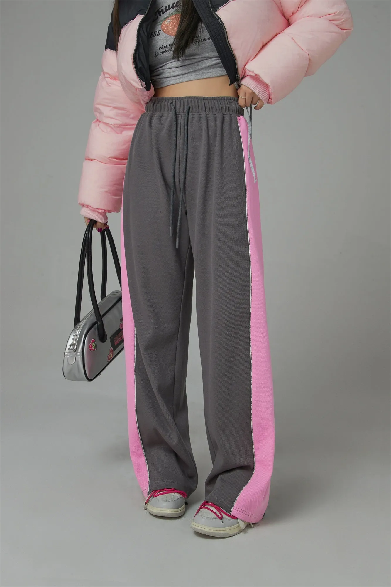 Color Bands Wide Jogger Pants