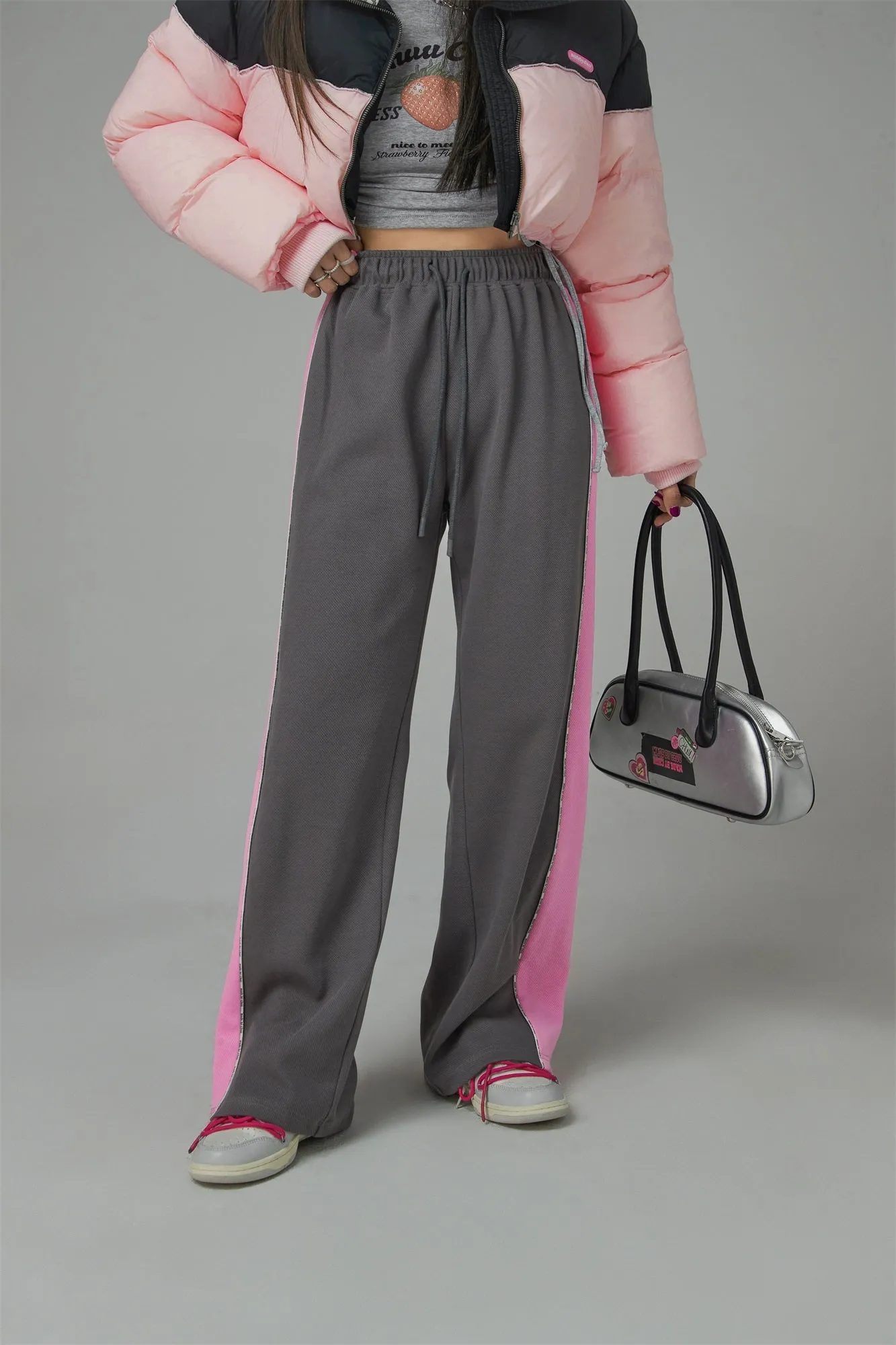 Color Bands Wide Jogger Pants