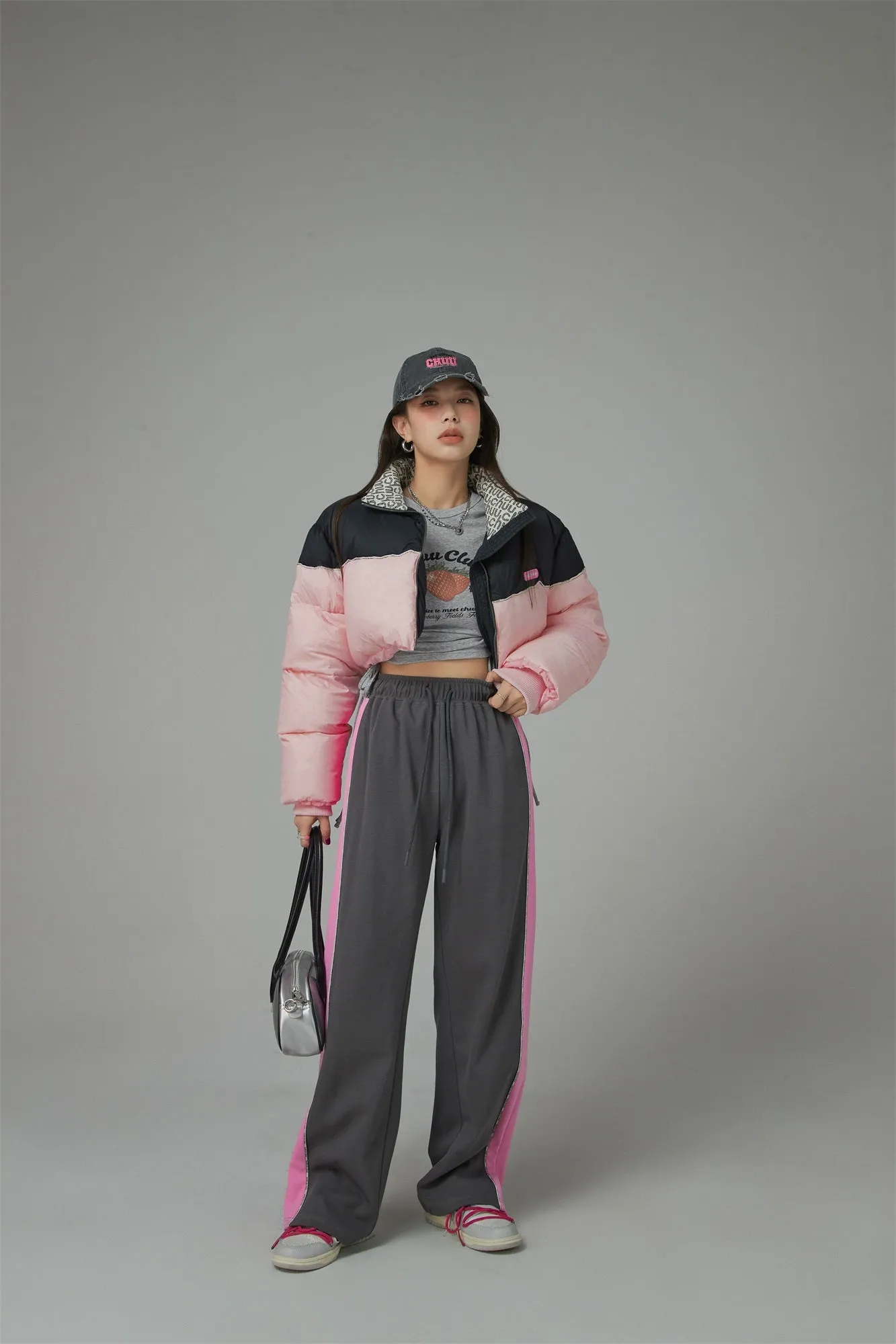 Color Bands Wide Jogger Pants