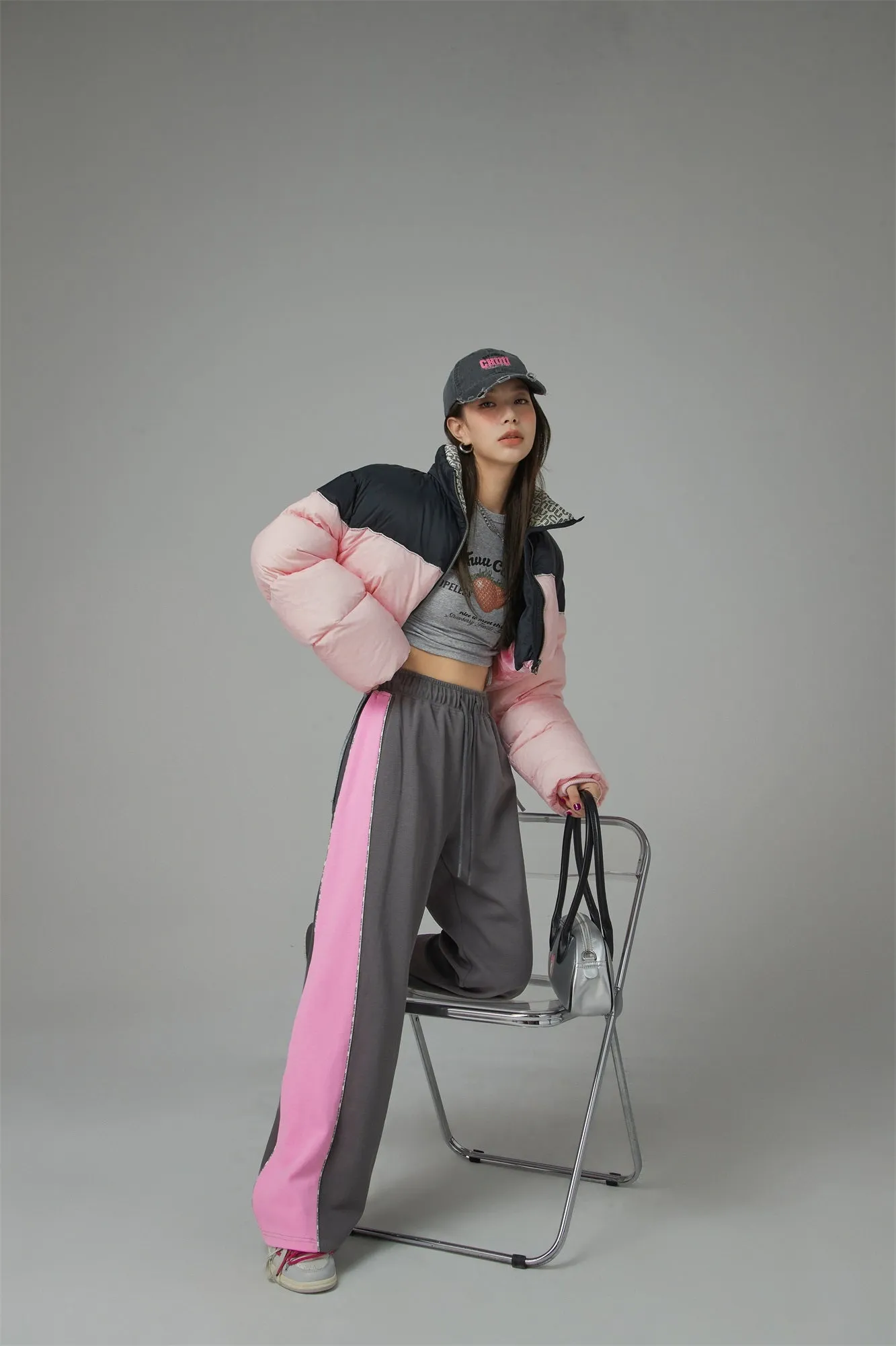Color Bands Wide Jogger Pants