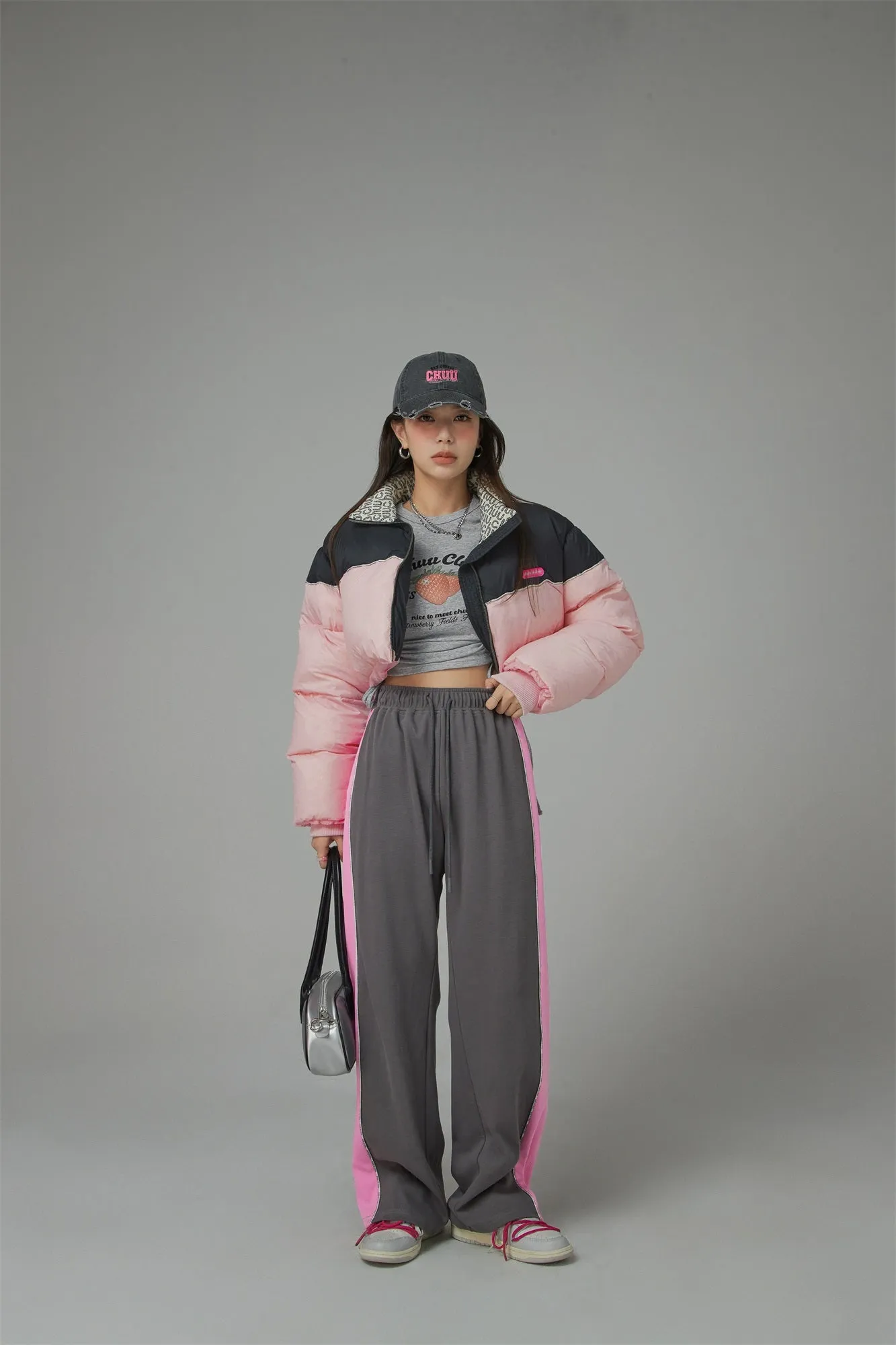 Color Bands Wide Jogger Pants