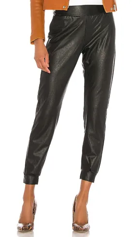 Commando Faux Leather Jogger in Black