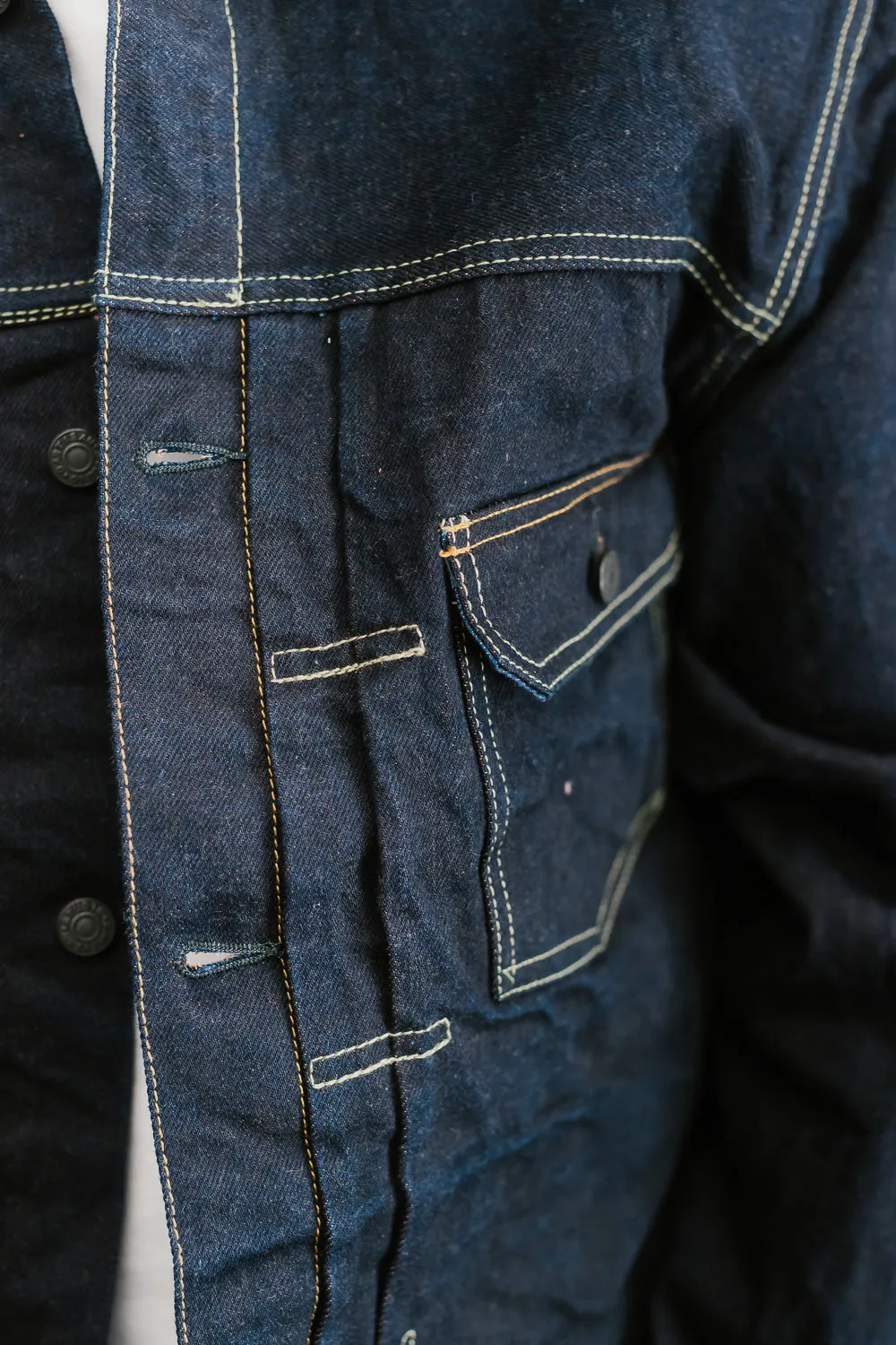D4579 - 15oz "Natural Indigo x Kakishibu" Aishibuzome Dyed Selvedge Type II Jacket - OW