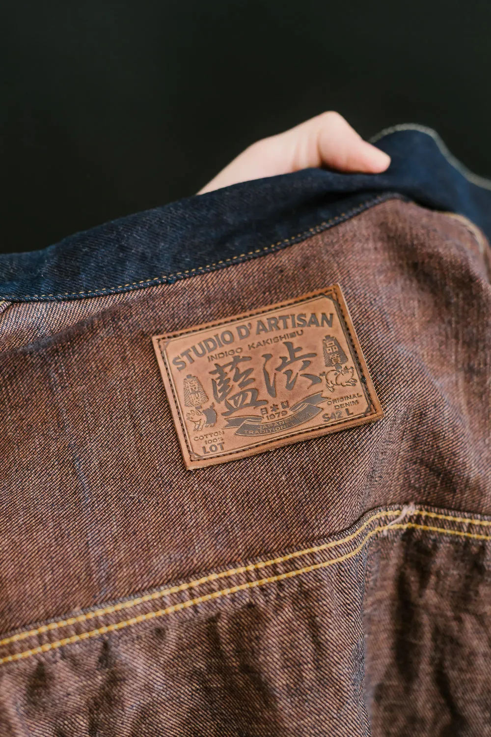 D4579 - 15oz "Natural Indigo x Kakishibu" Aishibuzome Dyed Selvedge Type II Jacket - OW