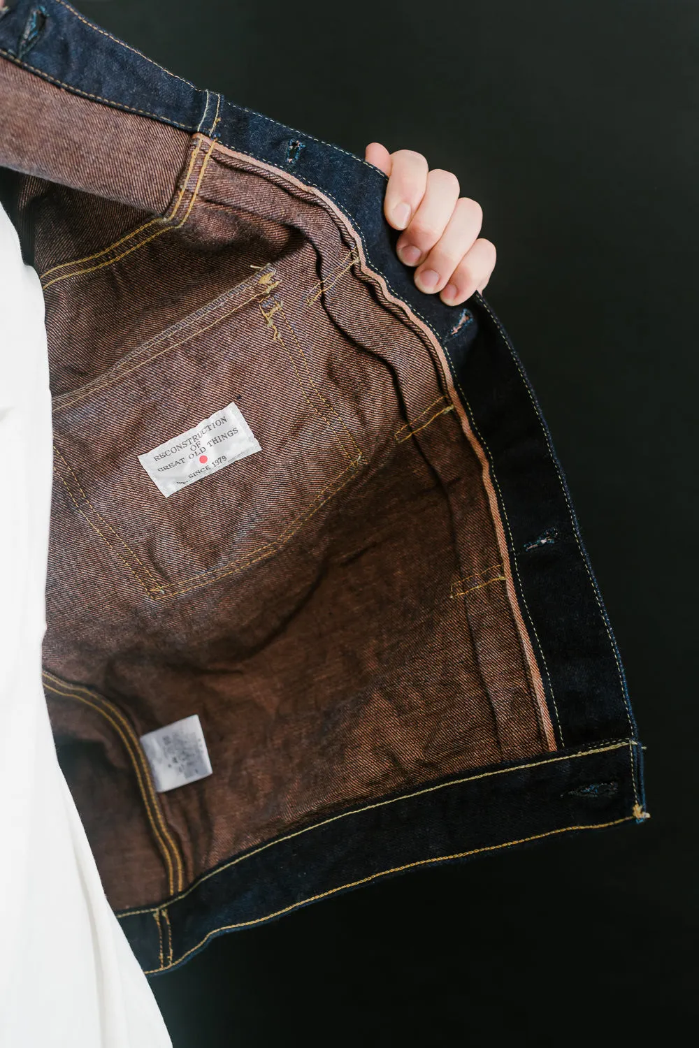 D4579 - 15oz "Natural Indigo x Kakishibu" Aishibuzome Dyed Selvedge Type II Jacket - OW