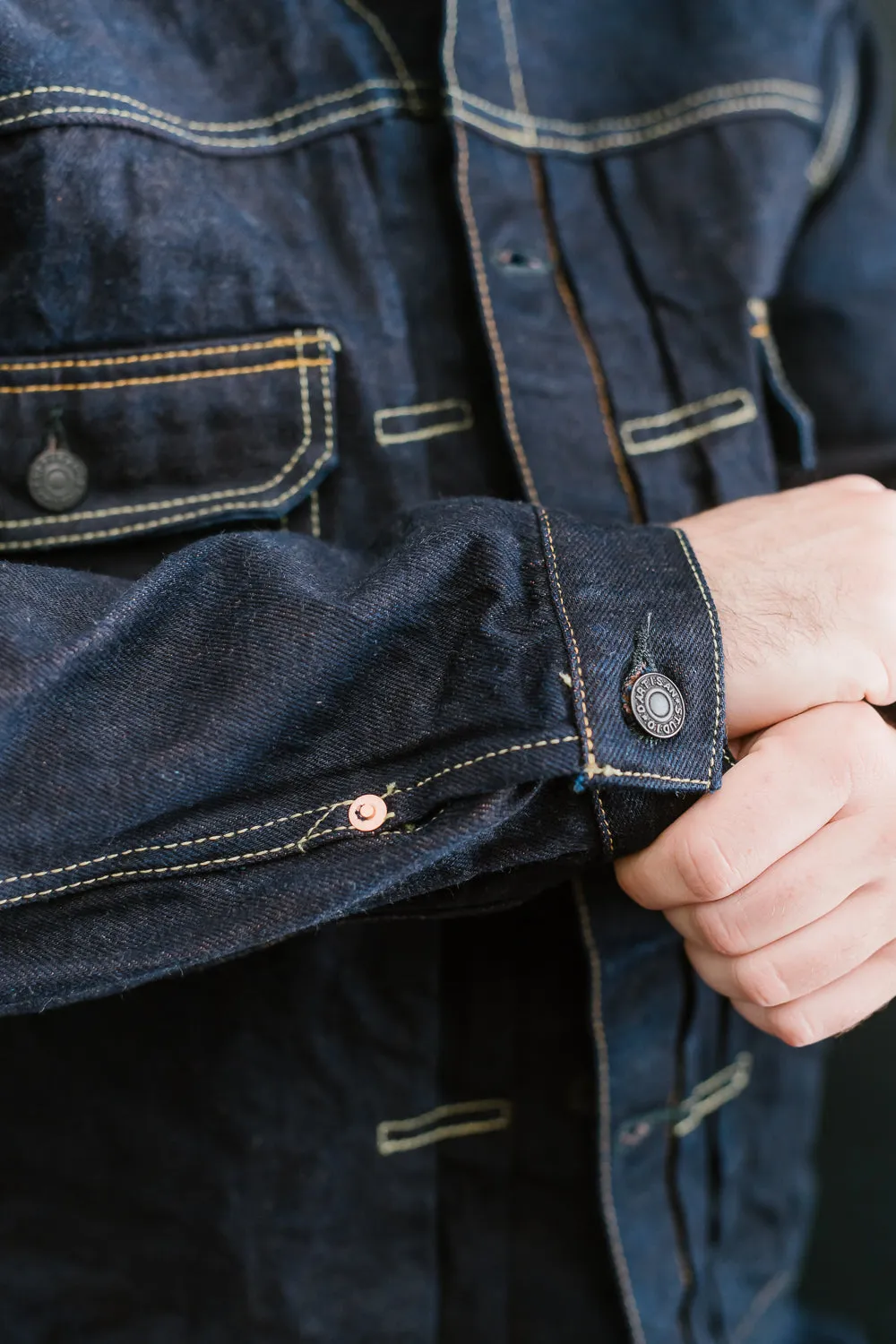 D4579 - 15oz "Natural Indigo x Kakishibu" Aishibuzome Dyed Selvedge Type II Jacket - OW