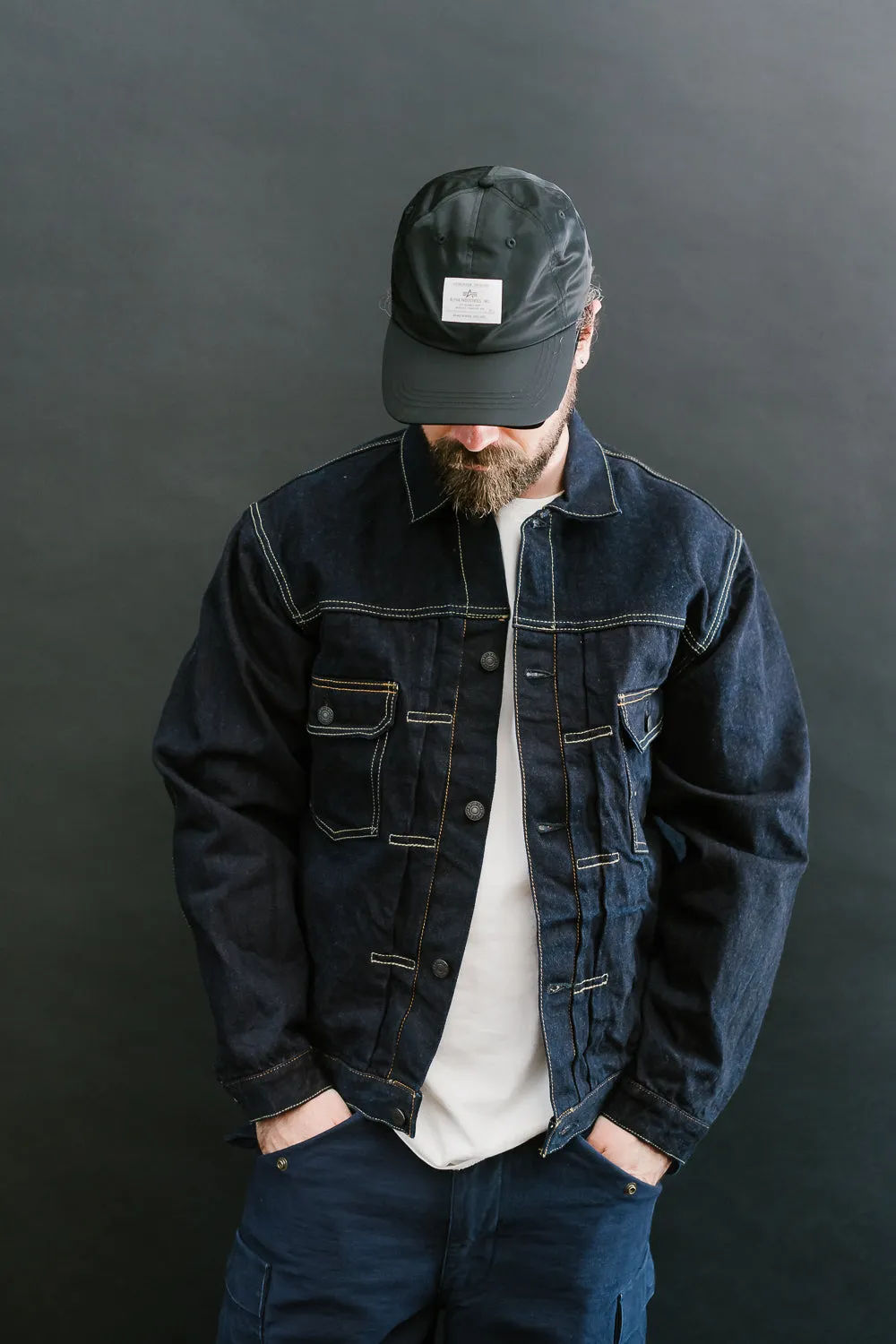 D4579 - 15oz "Natural Indigo x Kakishibu" Aishibuzome Dyed Selvedge Type II Jacket - OW