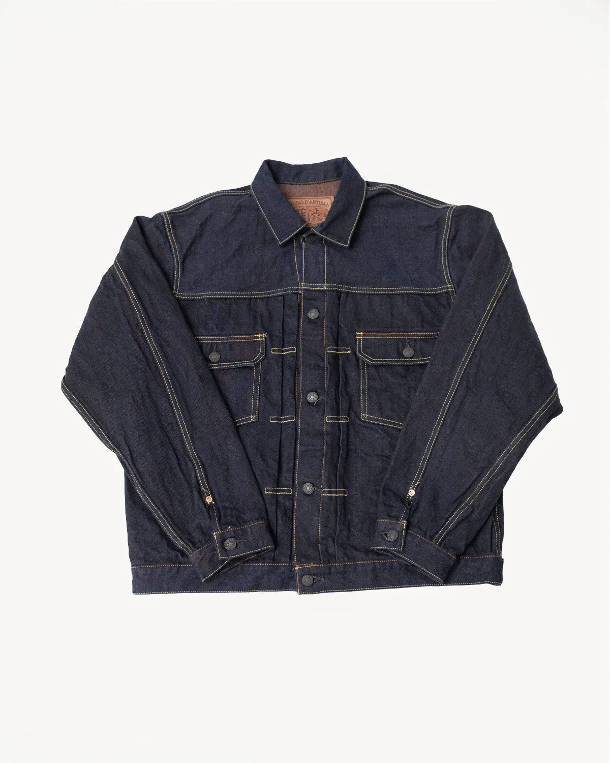 D4579 - 15oz "Natural Indigo x Kakishibu" Aishibuzome Dyed Selvedge Type II Jacket - OW