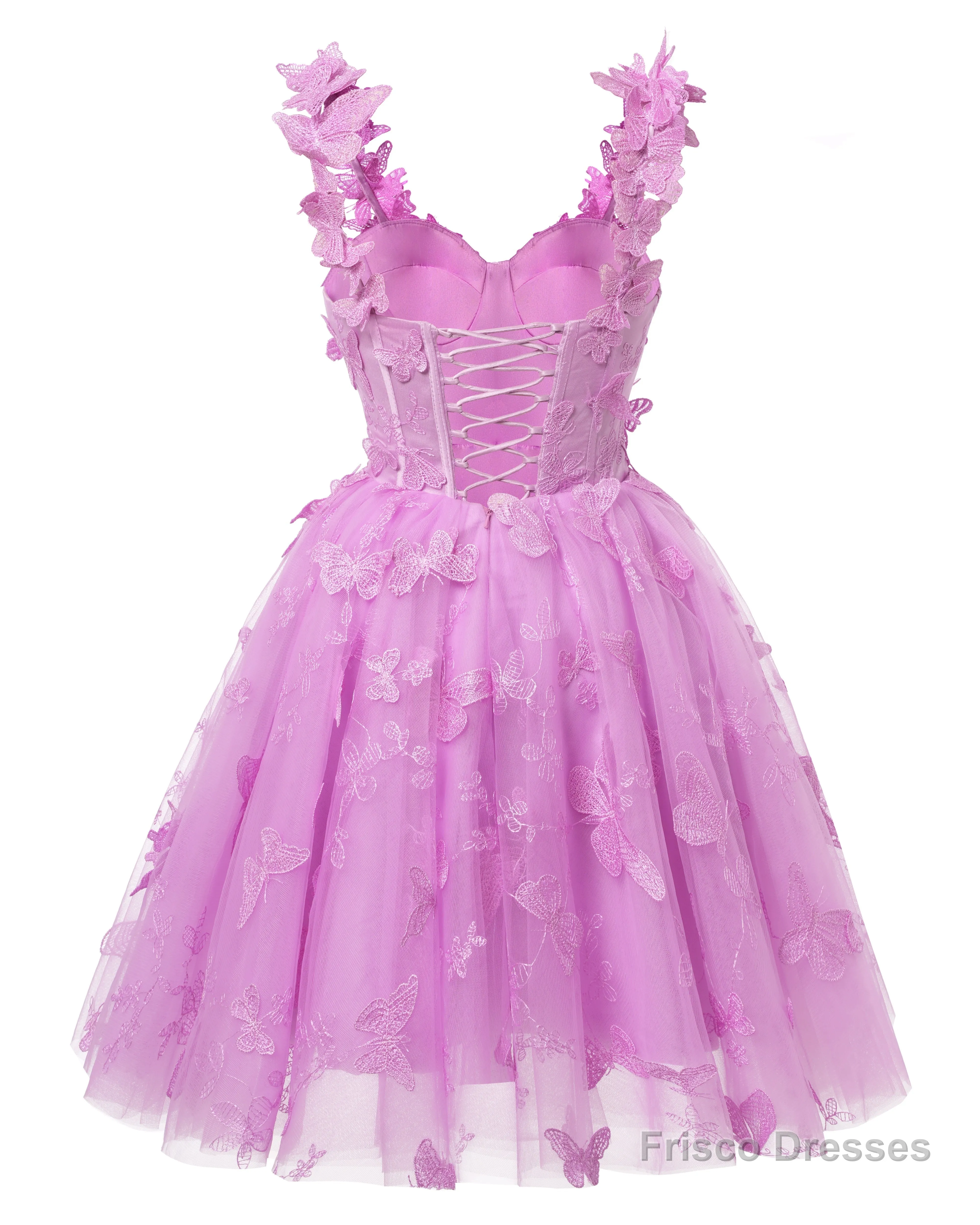 Emerald Green 3D Butterfly Lace Applique Tulle Homecoming Dress for Teens Sweetheart Mini Short Prom Dresses