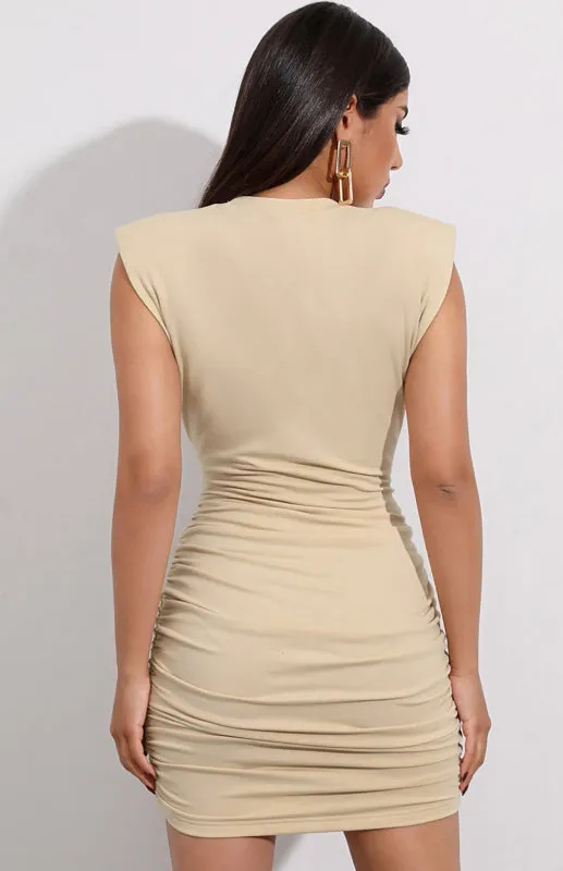 Essential Solid Ruched Bodycon Mini Dress