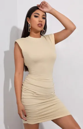 Essential Solid Ruched Bodycon Mini Dress
