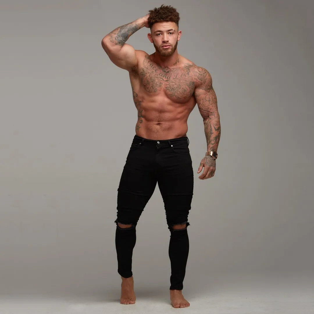 Father Sons Ripped Slim Stretch Black Jeans - FSH101