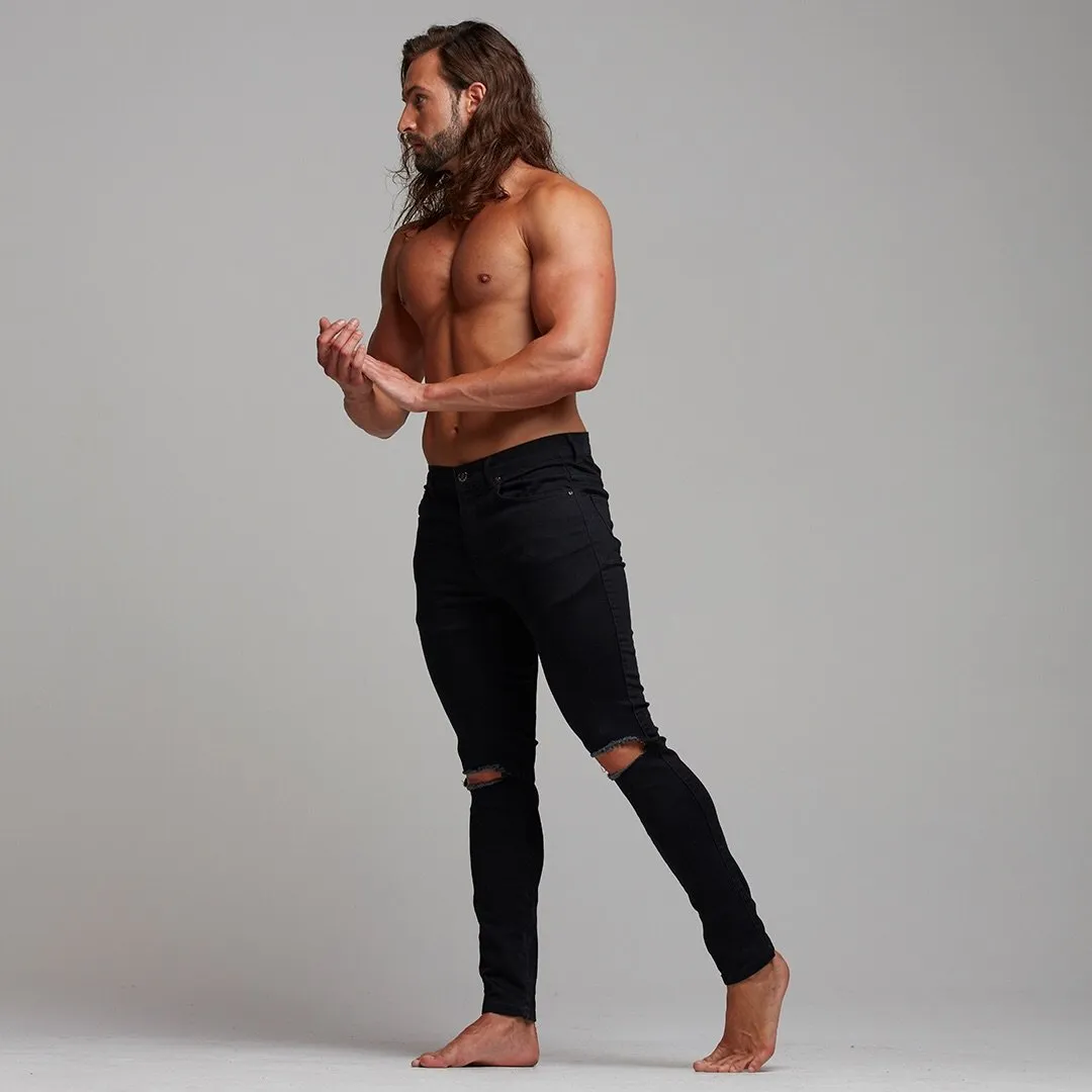 Father Sons Ripped Slim Stretch Black Jeans - FSH101