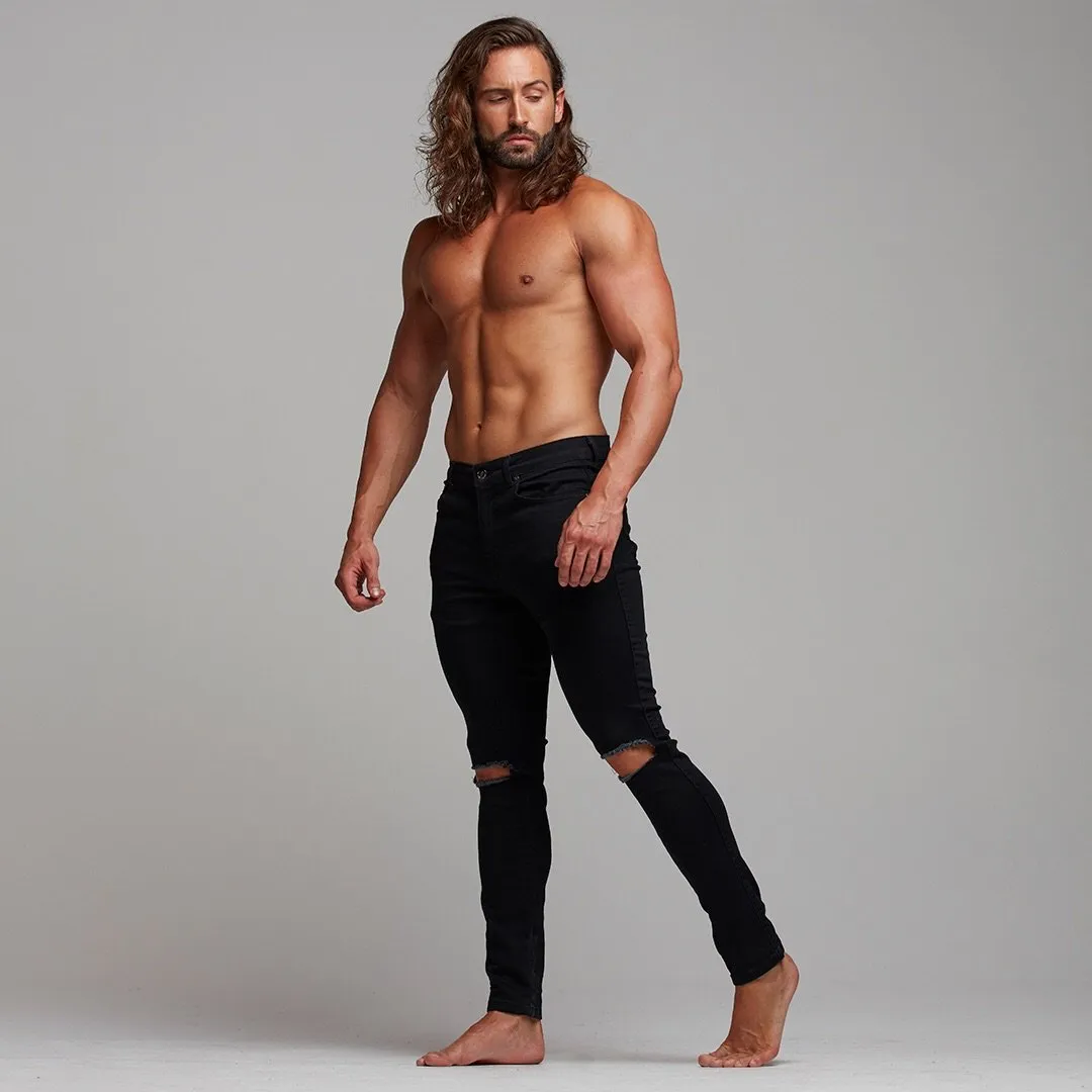 Father Sons Ripped Slim Stretch Black Jeans - FSH101