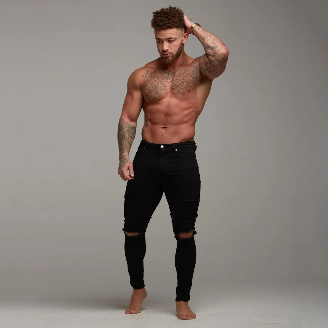 Father Sons Ripped Slim Stretch Black Jeans - FSH101