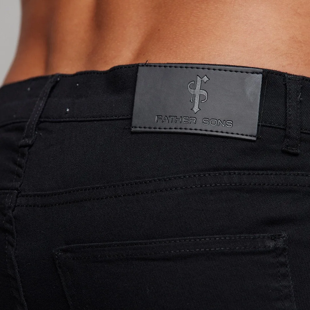 Father Sons Ripped Slim Stretch Black Jeans - FSH101