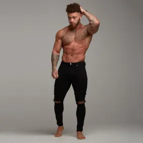 Father Sons Ripped Slim Stretch Black Jeans - FSH101