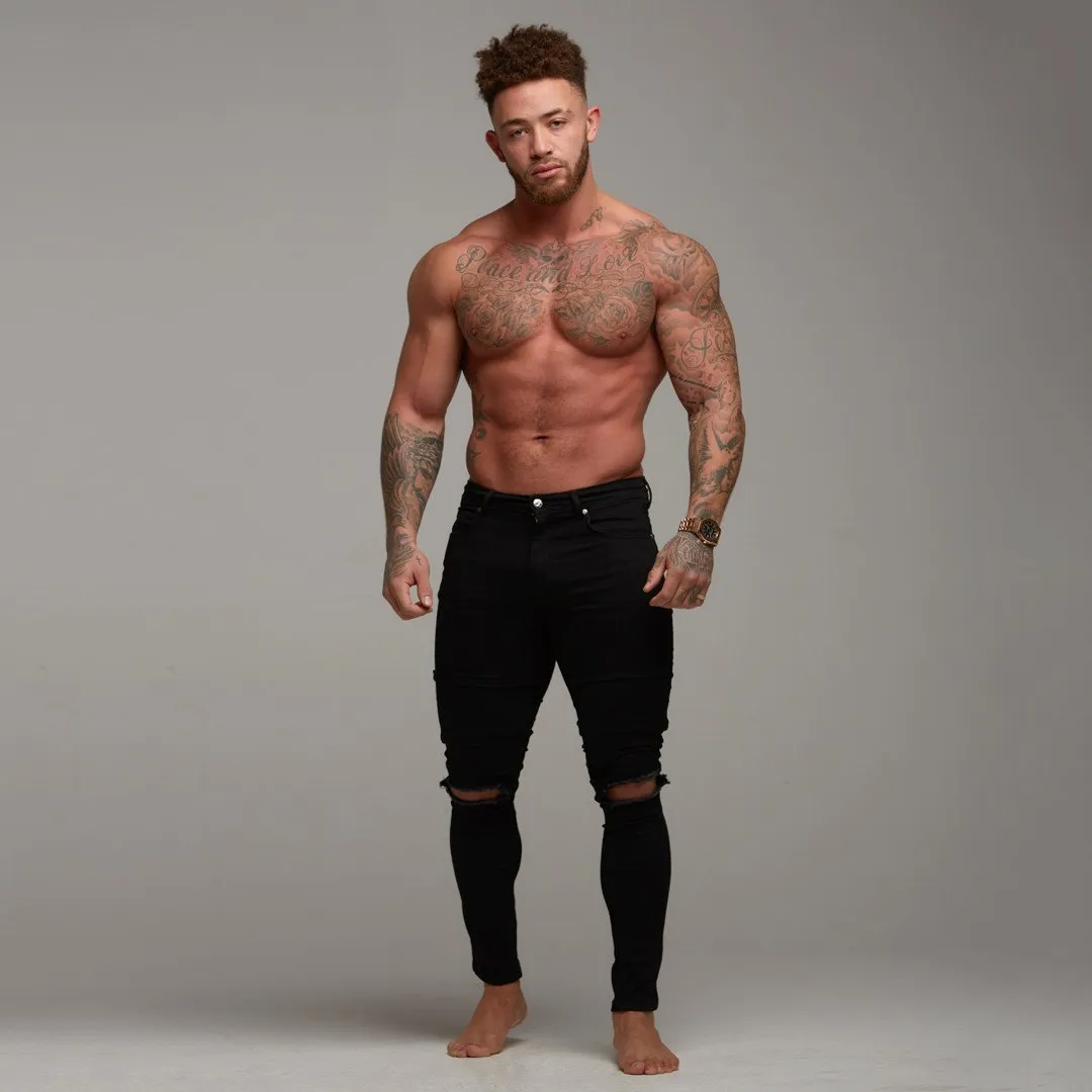 Father Sons Ripped Slim Stretch Black Jeans - FSH101