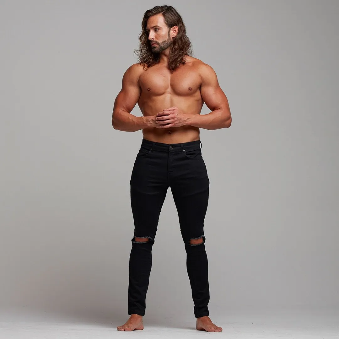 Father Sons Ripped Slim Stretch Black Jeans - FSH101