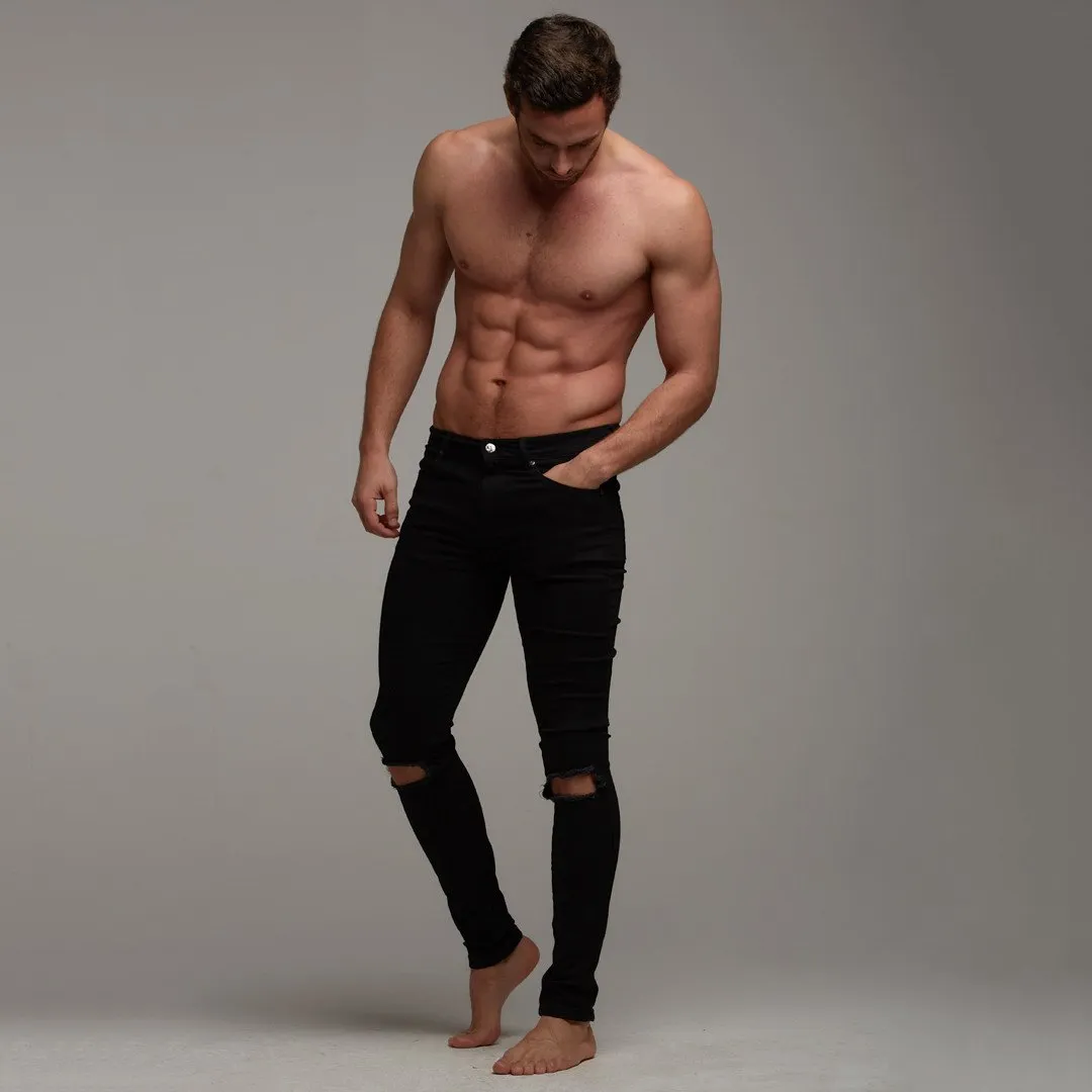 Father Sons Ripped Slim Stretch Black Jeans - FSH101