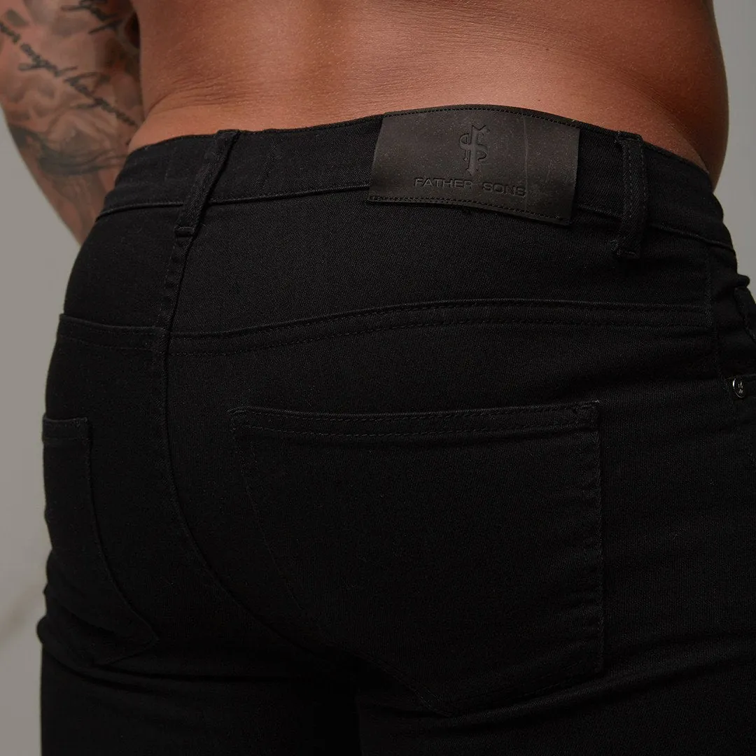 Father Sons Ripped Slim Stretch Black Jeans - FSH101