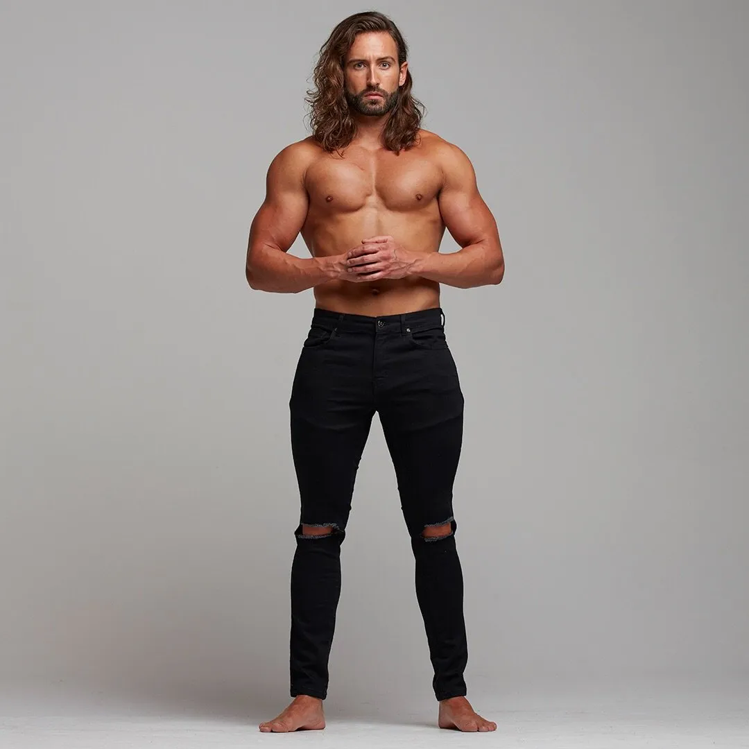 Father Sons Ripped Slim Stretch Black Jeans - FSH101