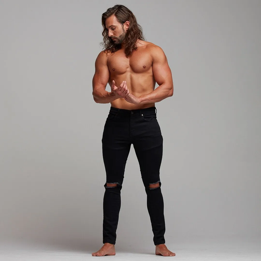 Father Sons Ripped Slim Stretch Black Jeans - FSH101
