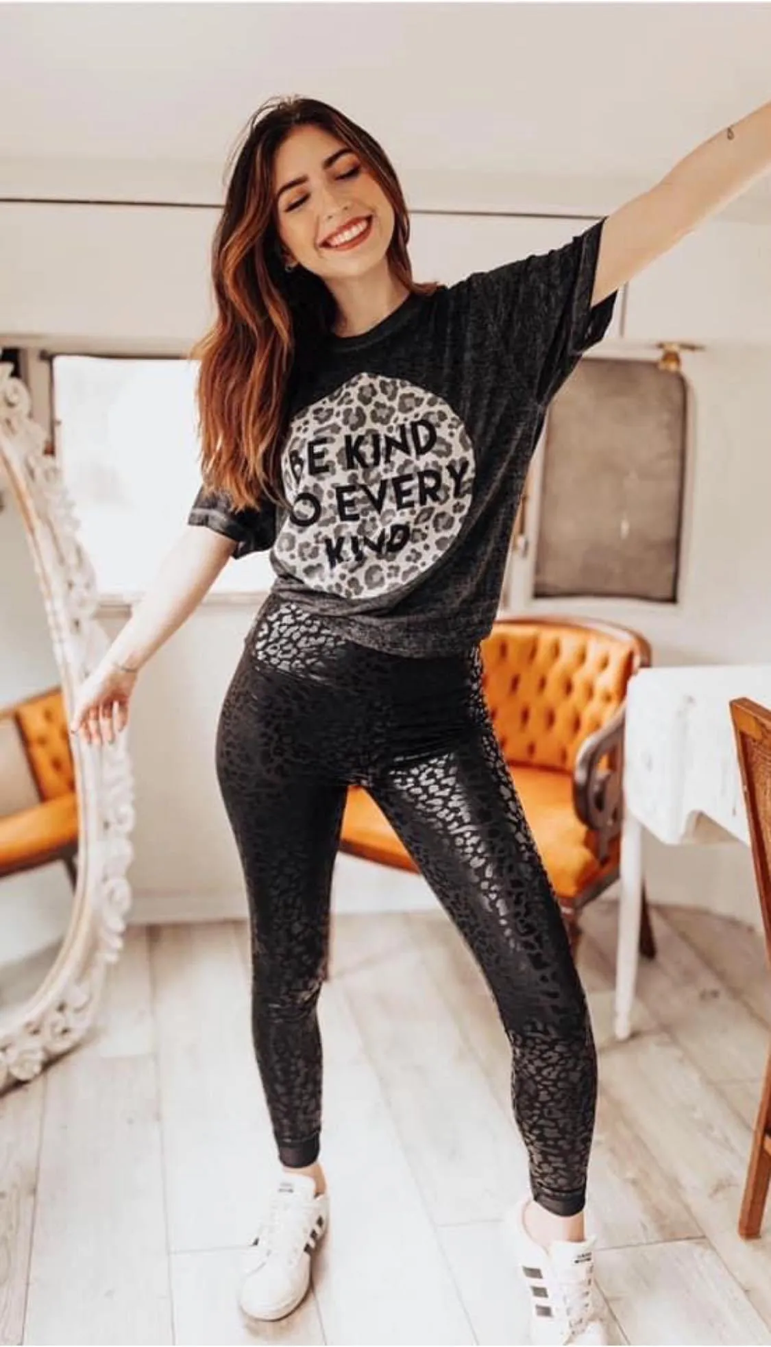 FINAL SALE - Black Foil Leopard Leggings