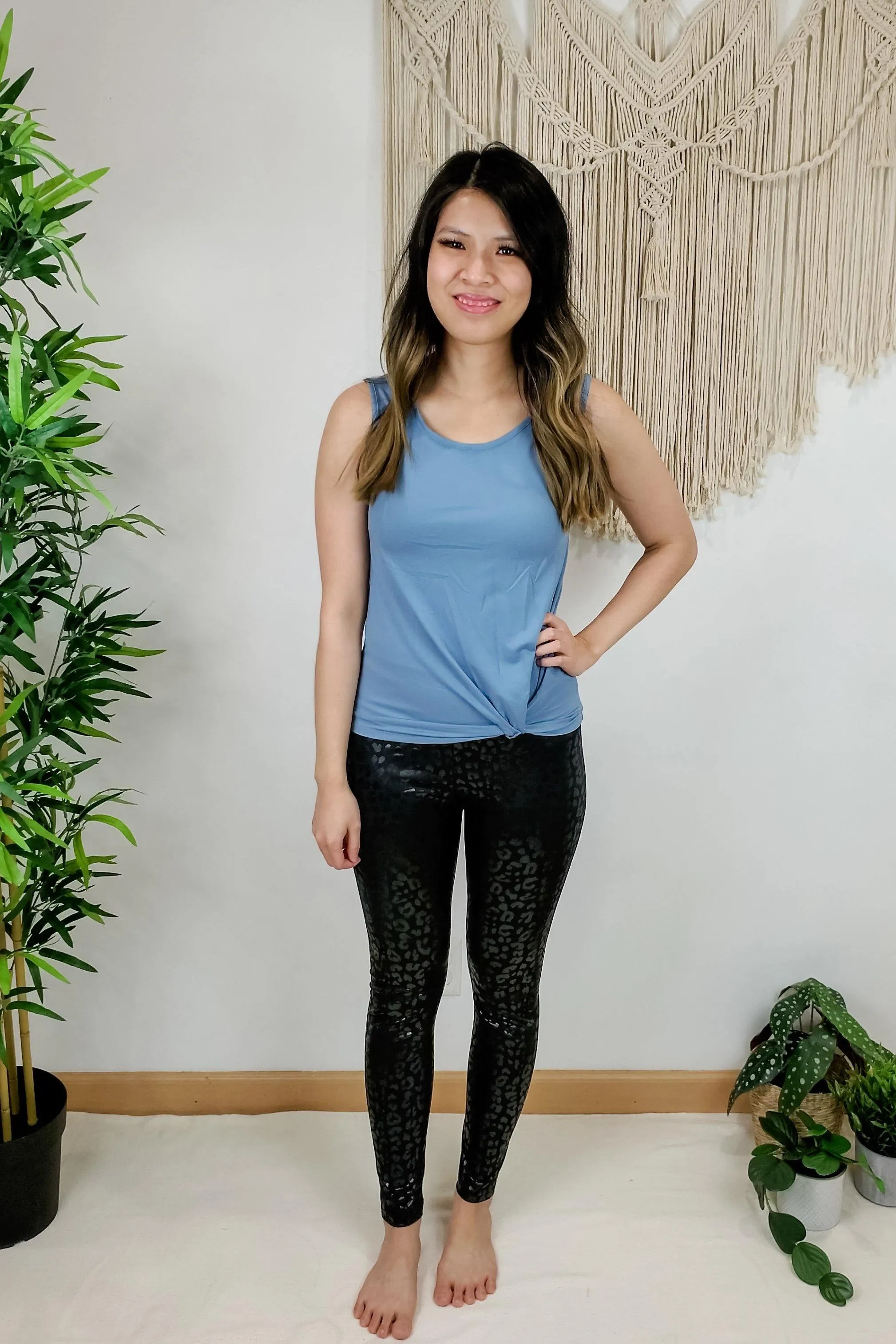 FINAL SALE - Black Foil Leopard Leggings
