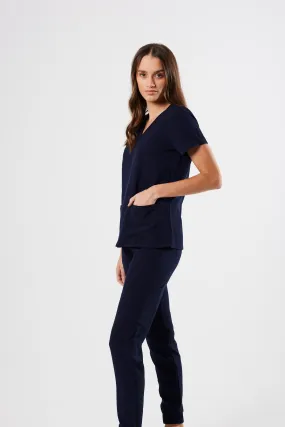 FLEX TWO-POCKET WOMEN'S SCRUB TOP (NAVY)