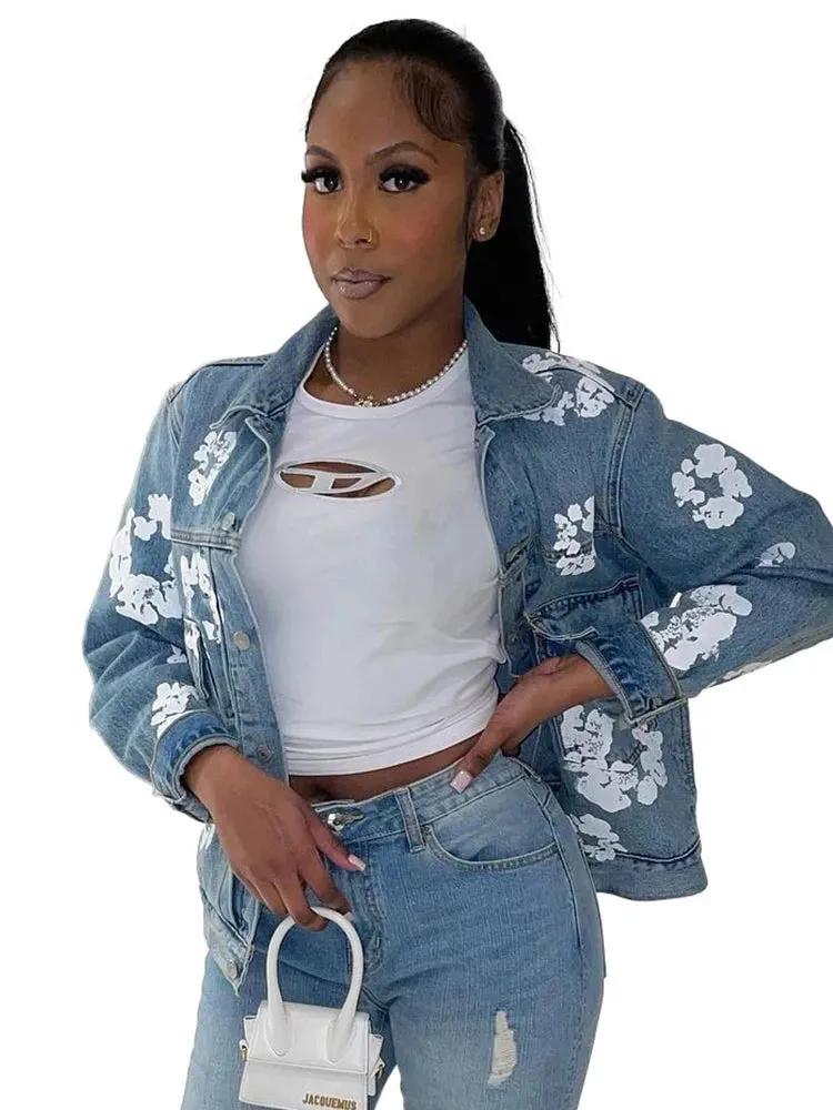 Floral Print Denim Jackets