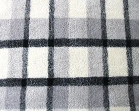 GREY TARTAN BONDED SHERPA FLEECE PER METRE SALE