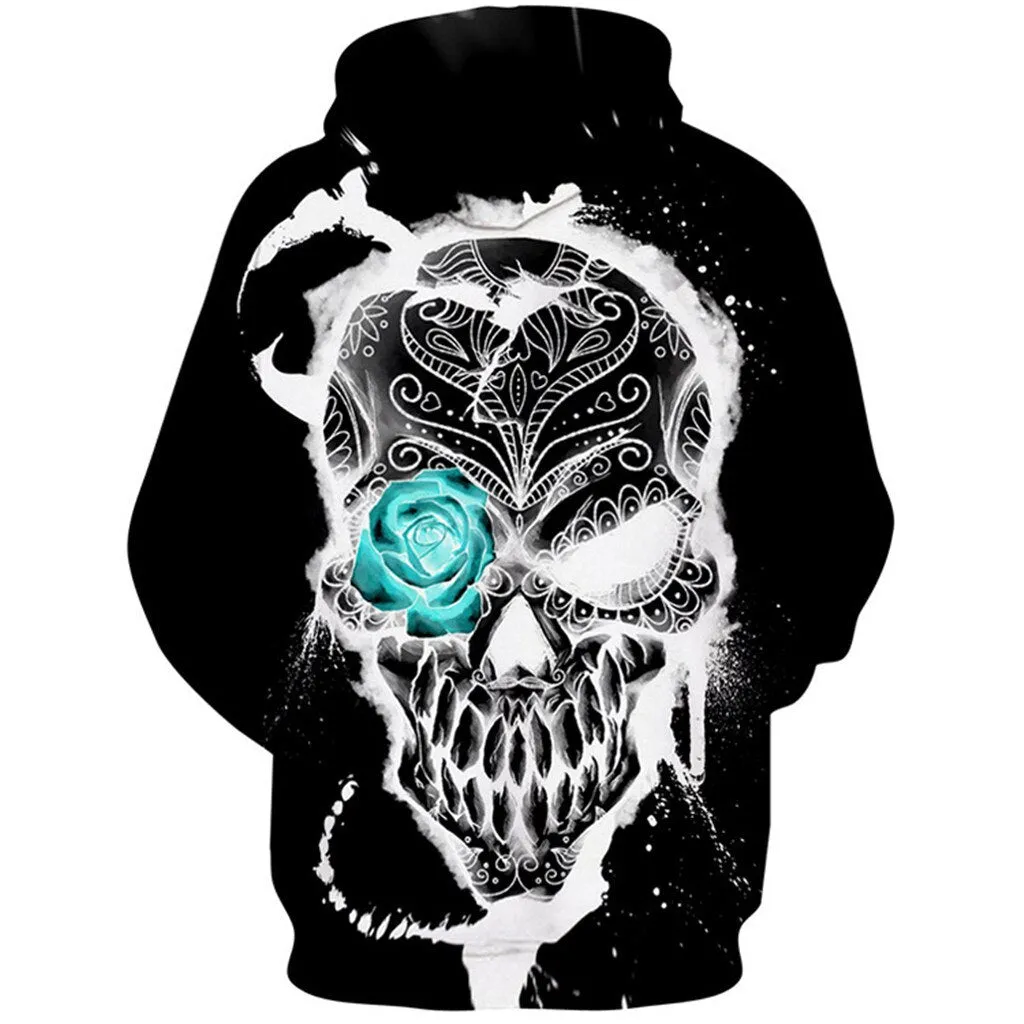 Halloween hoodies oversized men Streetwear Casual 3D Skull Party Hoodies Sweatshirts