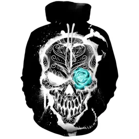 Halloween hoodies oversized men Streetwear Casual 3D Skull Party Hoodies Sweatshirts