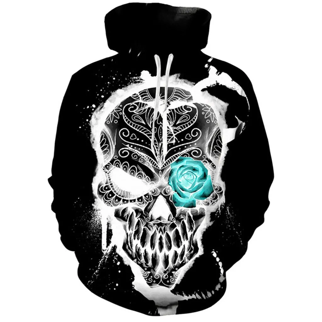 Halloween hoodies oversized men Streetwear Casual 3D Skull Party Hoodies Sweatshirts