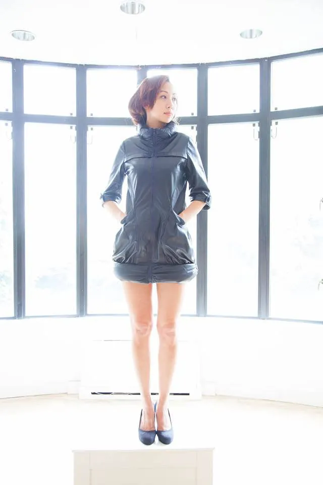 Kai Leather Princess-Neck Long Moto Jacket