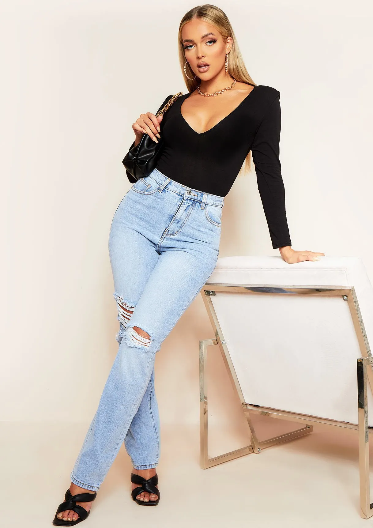 London Light Wash Ripped Jeans