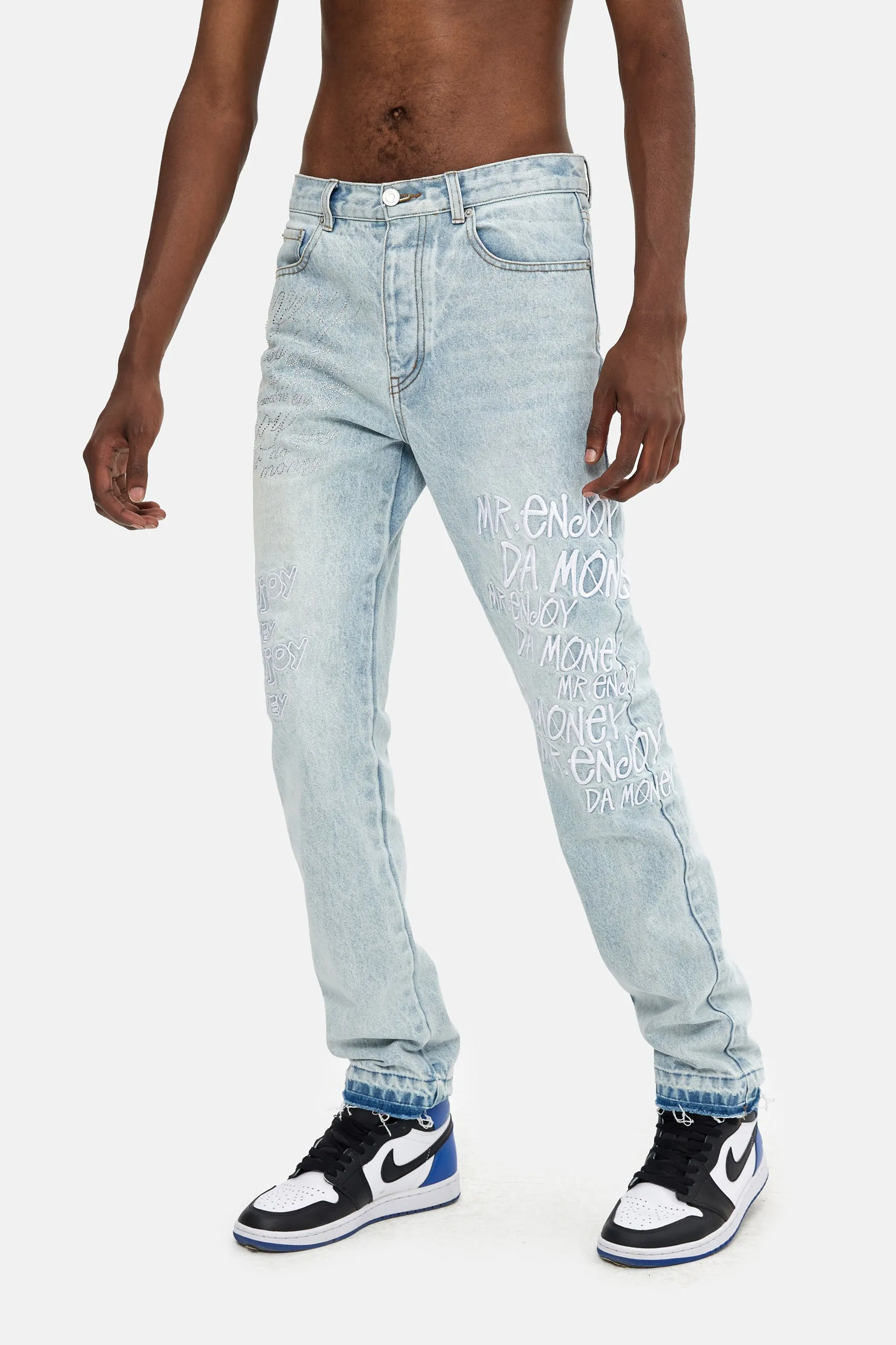 MEDM EMBROIDERED DENIM PANTS